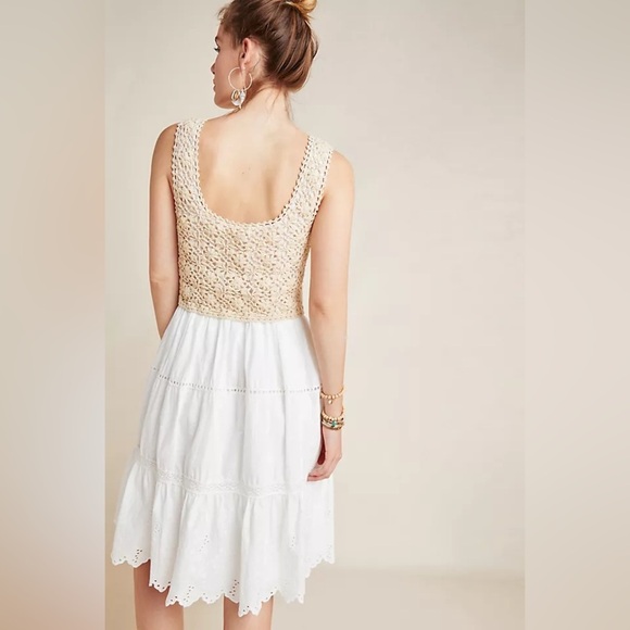 ANTHROPOLOGIE NWOT Beckett Crochet Eyelet Dress in Neutral - Picture 2 of 10